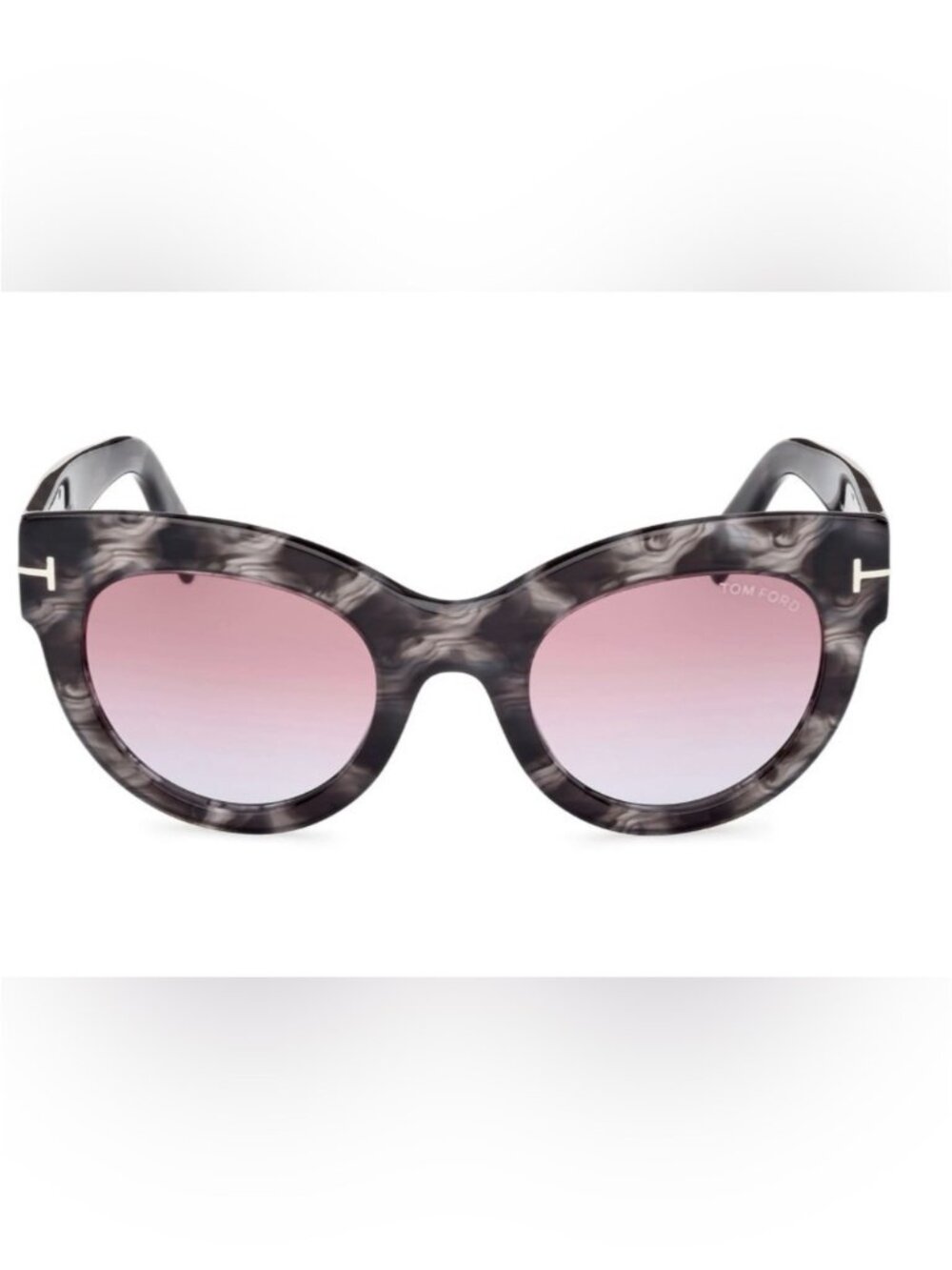 Tom Ford Marbled Gray Cat-Eye Sunglasses with Pink Gradient Lenses
